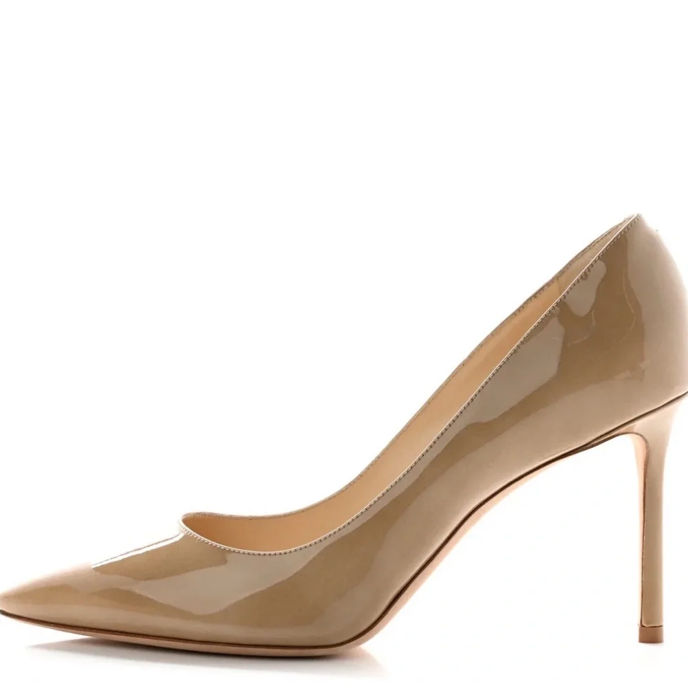 Jimmy Choo Romy 85 Patent Pumps Nude | Size 40 | Classic Pointed Toe Heels Pumps - Picture 5 of 16